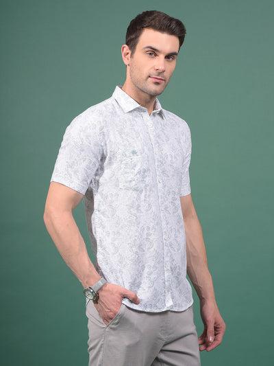 Green Floral Print 100% Cotton Shirt-Men Shirts-Crimsoune Club