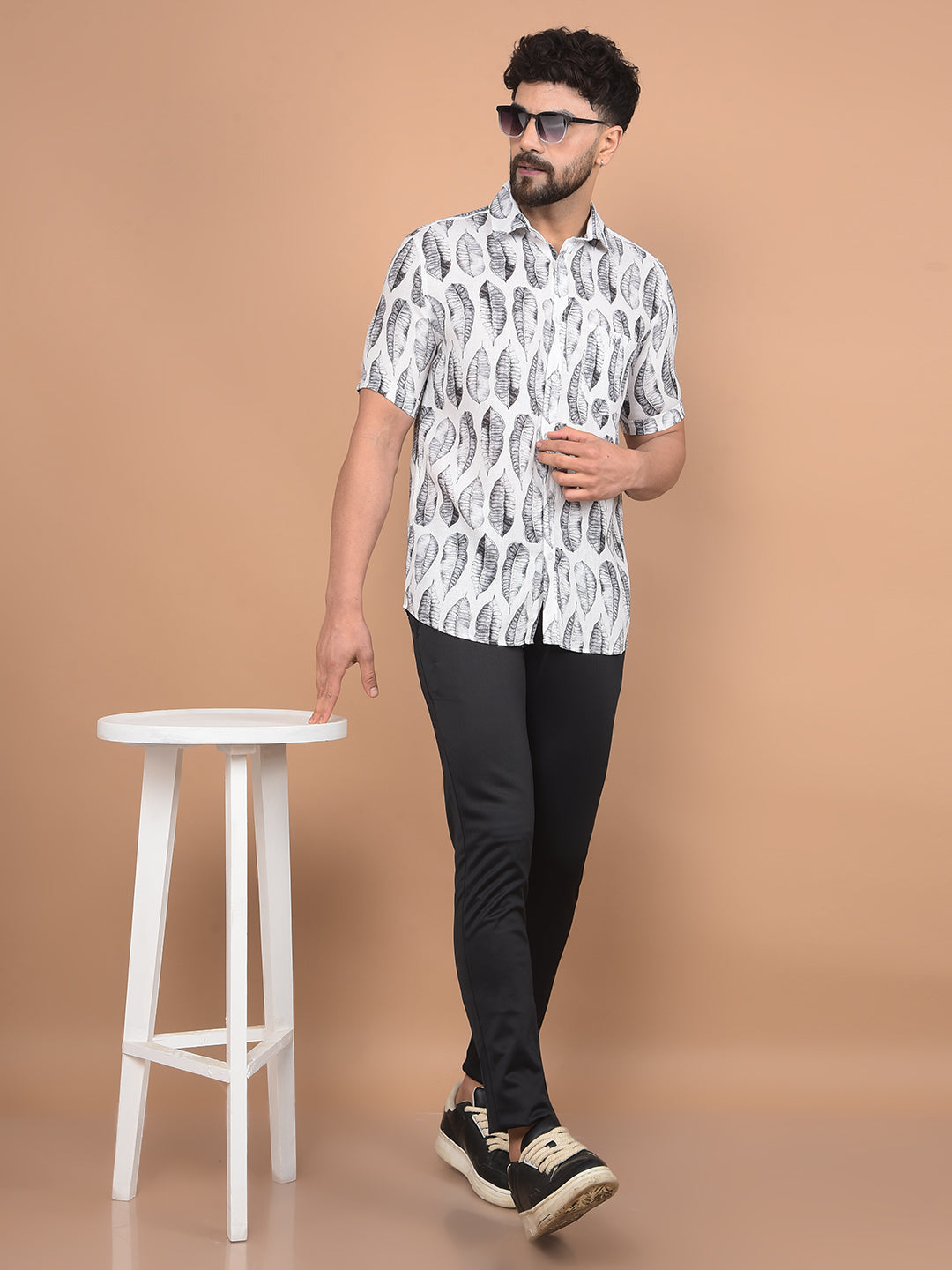 Blue Floral Print Shirt-Men Shirts-Crimsoune Club