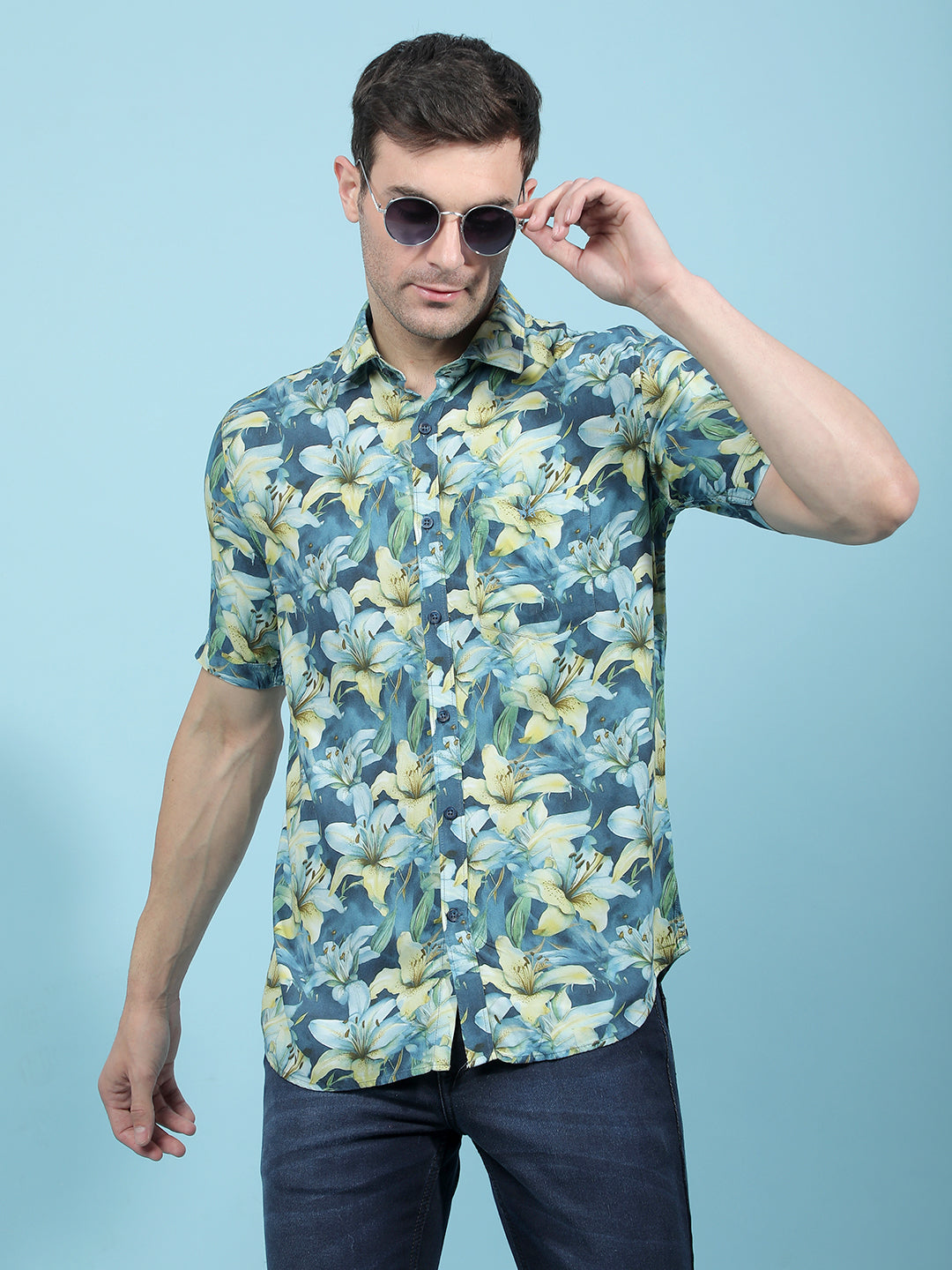 Multi-Color Floral Print Shirt-Men Shirts-Crimsoune Club