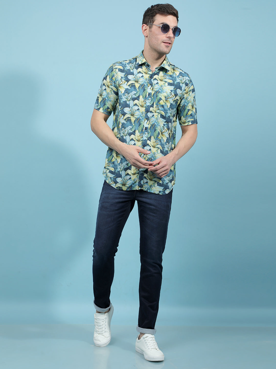 Multi-Color Floral Print Shirt-Men Shirts-Crimsoune Club