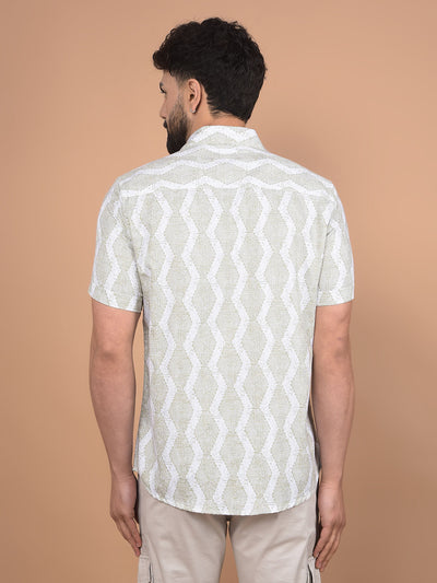 Olive Printed 100% Cotton Shirt-Men Shirts-Crimsoune Club