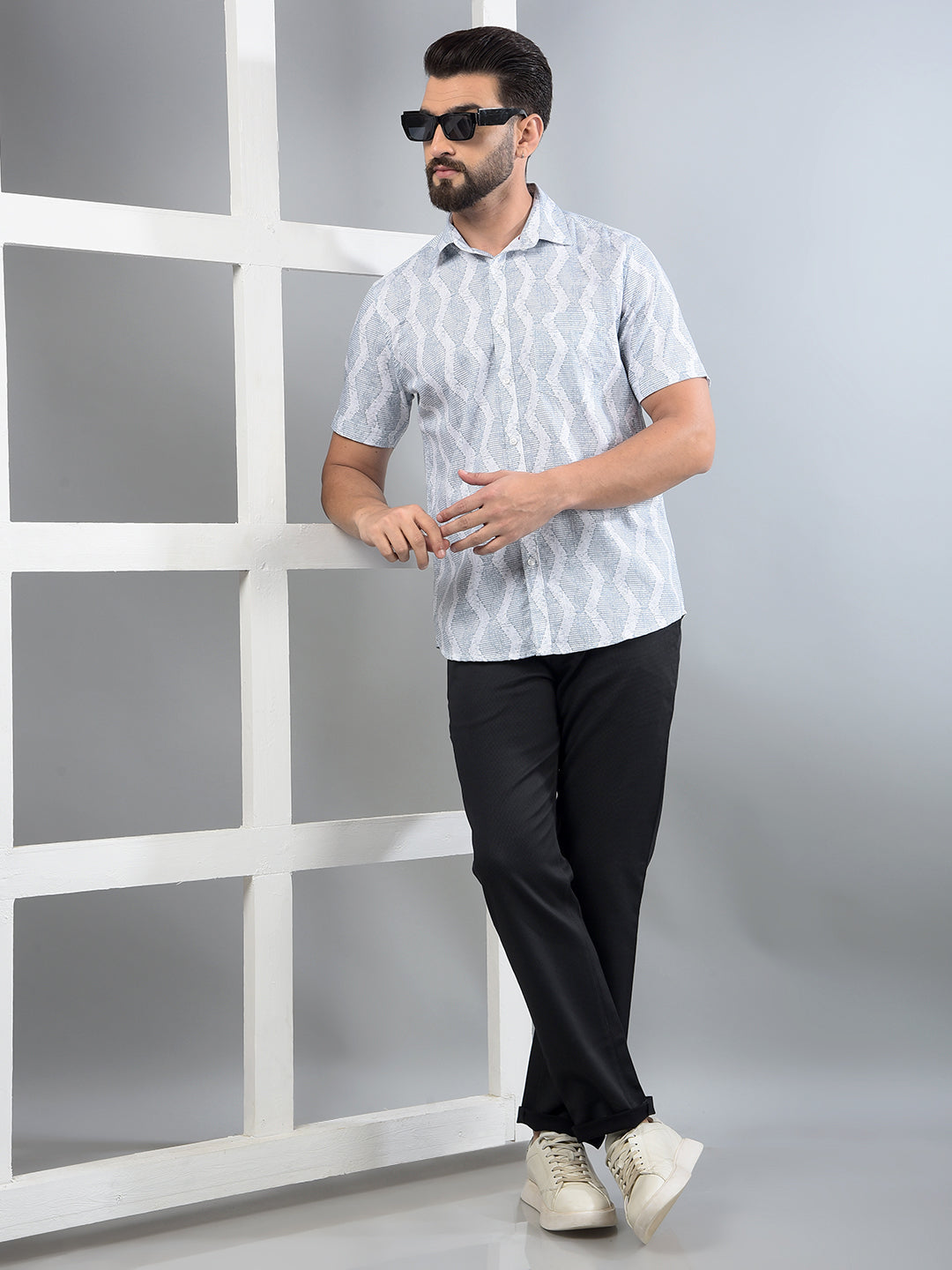 Green Printed 100% Cotton Shirt-Men Shirts-Crimsoune Club