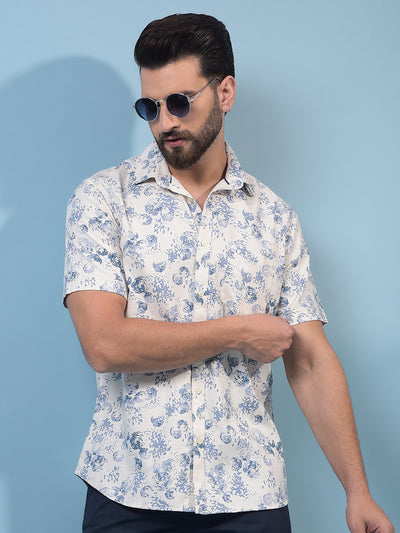 Men's Blue Printed Shirt-Men Shirts-Crimsoune Club