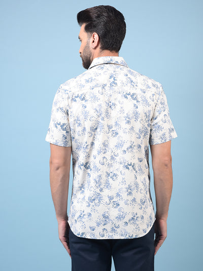 Men's Blue Printed Shirt-Men Shirts-Crimsoune Club