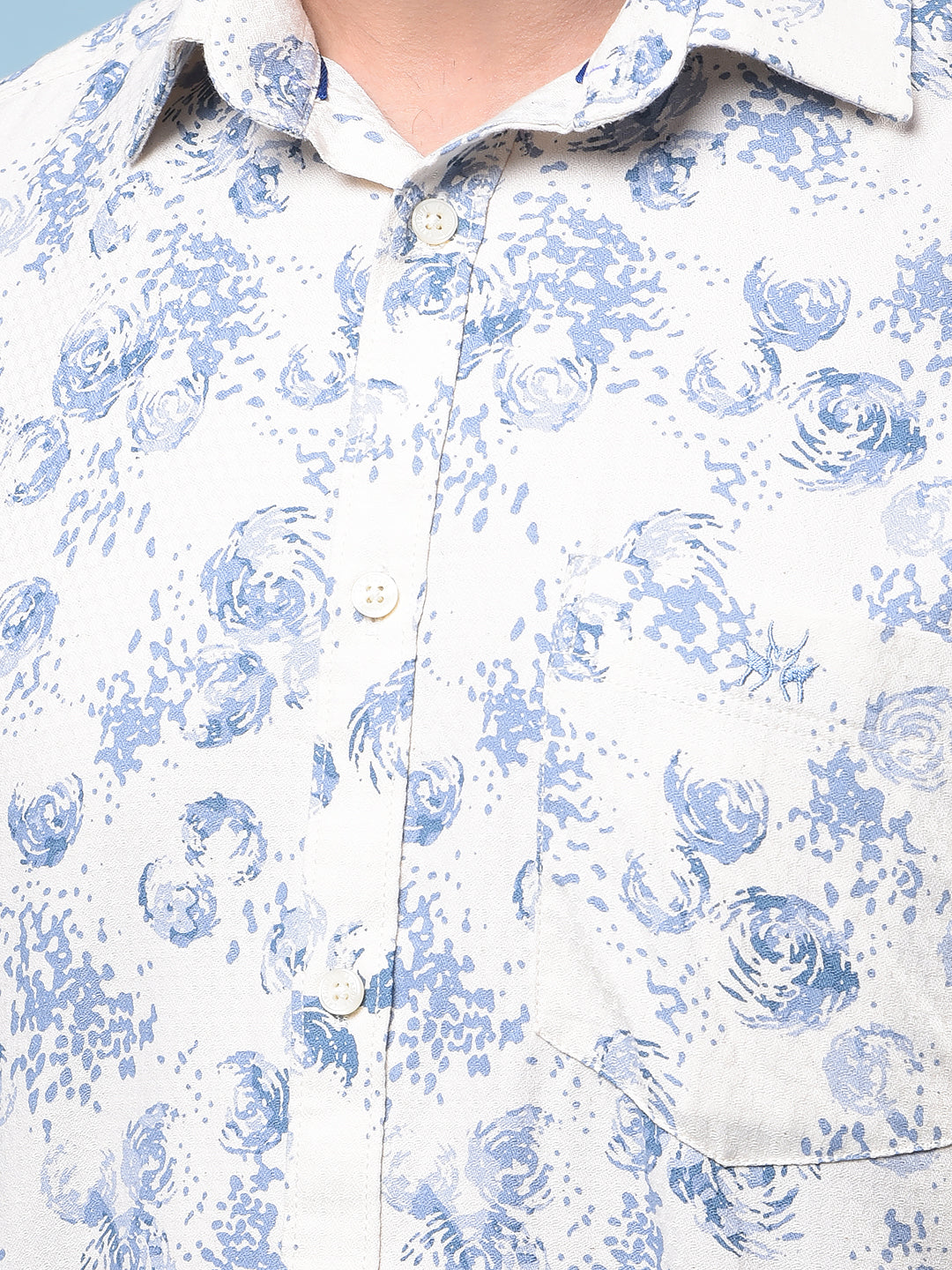 Men's Blue Printed Shirt-Men Shirts-Crimsoune Club