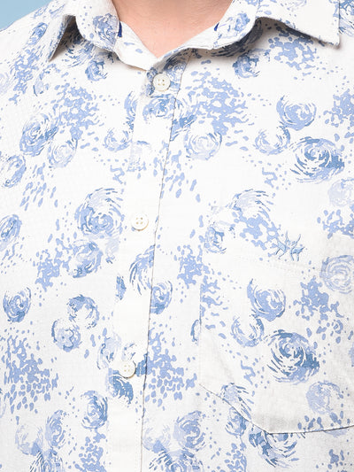 Men's Blue Printed Shirt-Men Shirts-Crimsoune Club