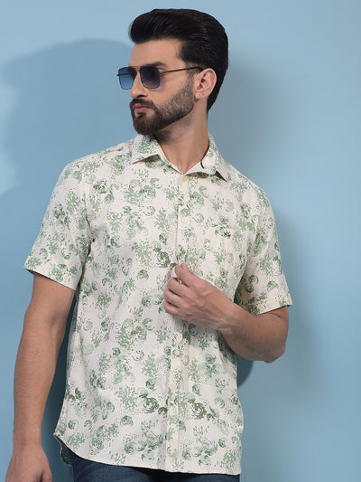 Men's Green Printed Shirt-Men Shirts-Crimsoune Club