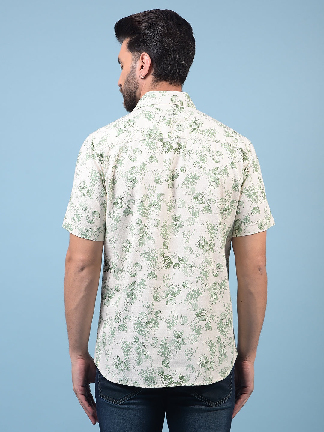 Men's Green Printed Shirt-Men Shirts-Crimsoune Club