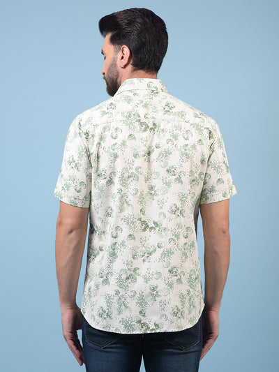 Men's Green Printed Shirt-Men Shirts-Crimsoune Club