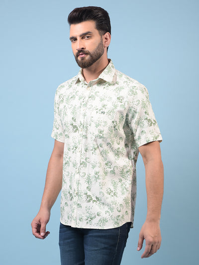 Men's Green Printed Shirt-Men Shirts-Crimsoune Club