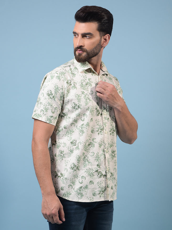 Men's Green Printed Shirt-Men Shirts-Crimsoune Club