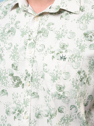 Men's Green Printed Shirt-Men Shirts-Crimsoune Club