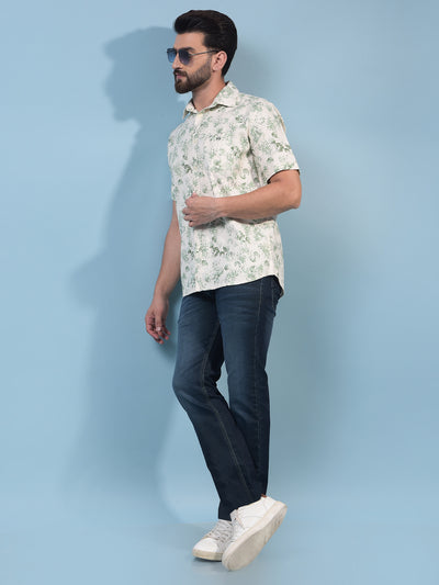 Men's Green Printed Shirt-Men Shirts-Crimsoune Club