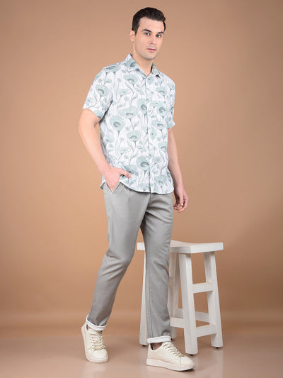 Green Floral Print 100% Cotton Shirt-Men Shirts-Crimsoune Club
