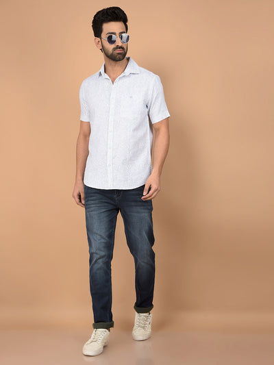 Blue Floral Print 100% Cotton Shirt-Men Shirts-Crimsoune Club