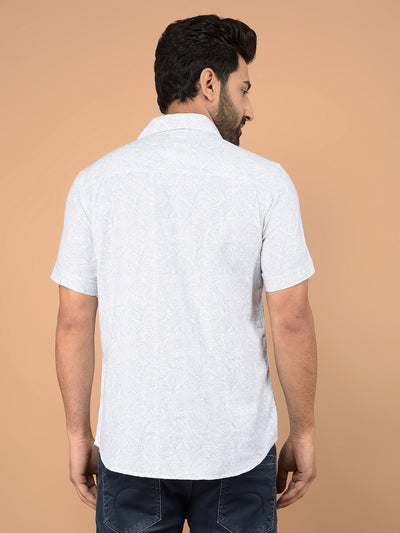 Blue Floral Print 100% Cotton Shirt-Men Shirts-Crimsoune Club