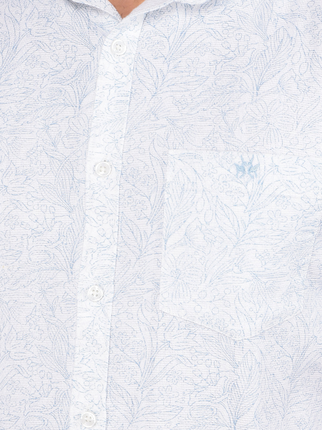 Blue Floral Print 100% Cotton Shirt-Men Shirts-Crimsoune Club