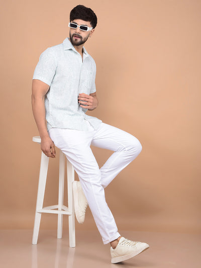 Green Floral Print 100% Cotton Shirt-Men Shirts-Crimsoune Club
