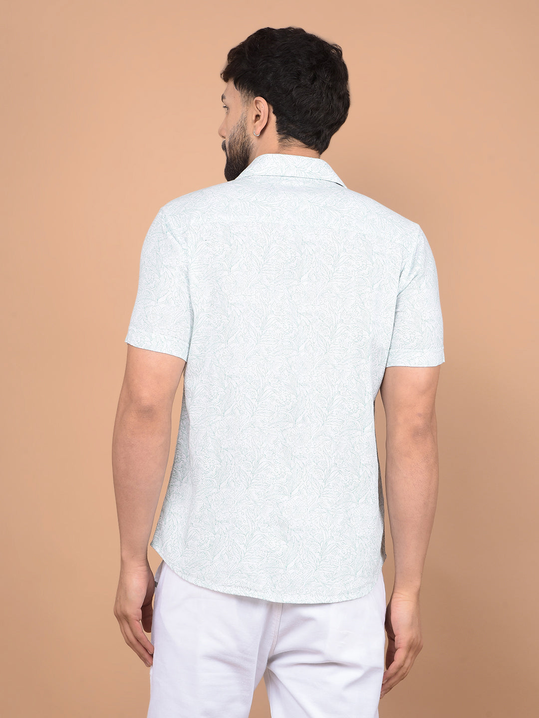 Green Floral Print 100% Cotton Shirt-Men Shirts-Crimsoune Club