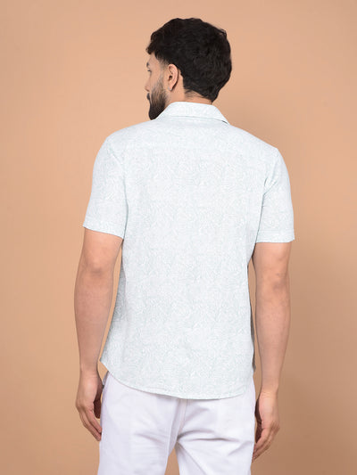 Green Floral Print 100% Cotton Shirt-Men Shirts-Crimsoune Club