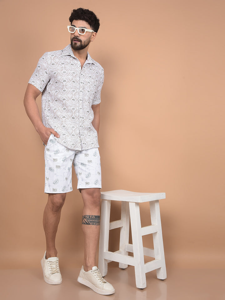Beige Printed 100% Cotton Shirt-Men Shirts-Crimsoune Club
