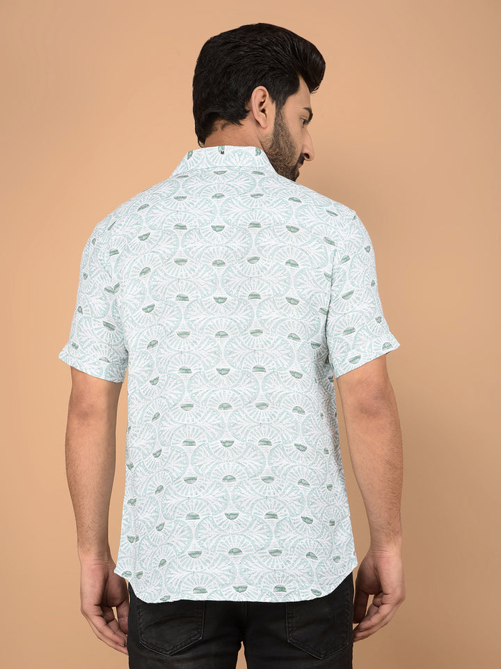 Green Printed 100% Cotton Shirt-Men Shirts-Crimsoune Club