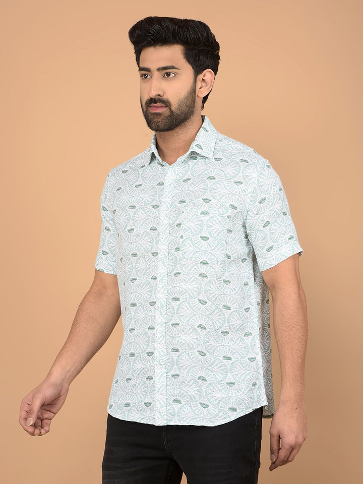 Green Printed 100% Cotton Shirt-Men Shirts-Crimsoune Club