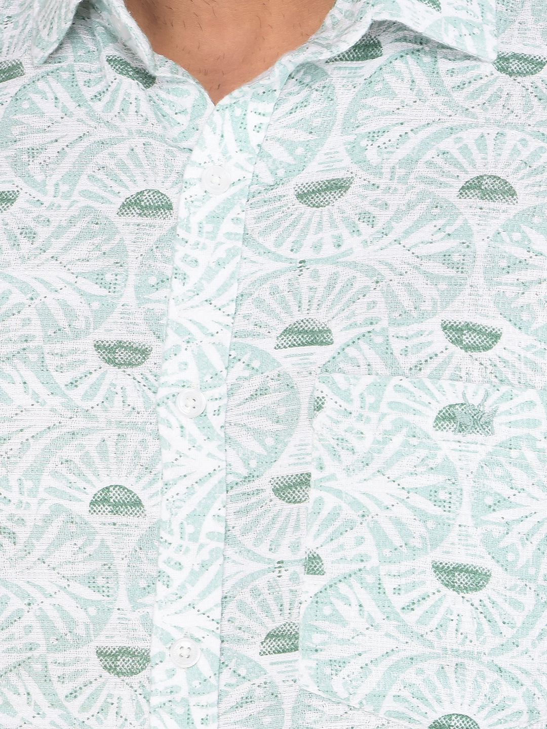 Green Printed 100% Cotton Shirt-Men Shirts-Crimsoune Club