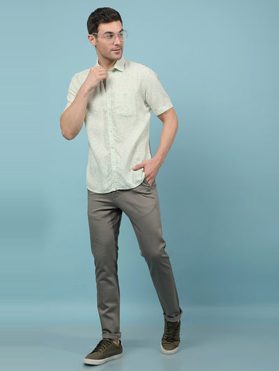 Green Printed Linen Shirt-Men Shirts-Crimsoune Club