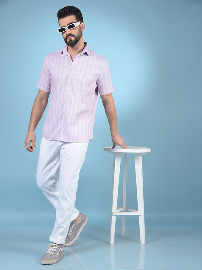 Purple Printed 100% Cotton Shirt-Men Shirts-Crimsoune Club