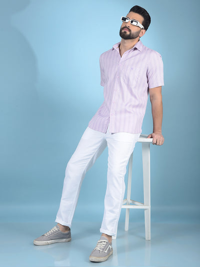 Purple Printed 100% Cotton Shirt-Men Shirts-Crimsoune Club