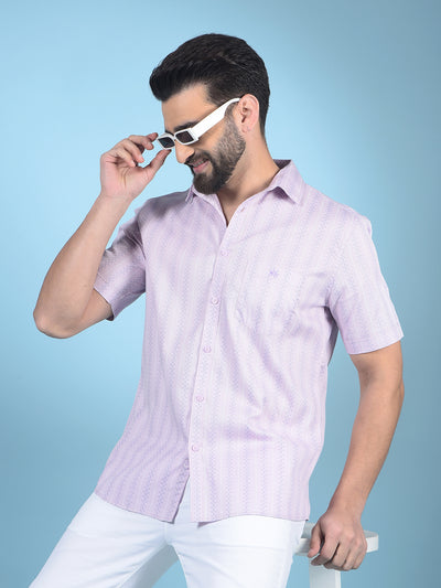 Purple Printed 100% Cotton Shirt-Men Shirts-Crimsoune Club