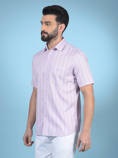 Purple Printed 100% Cotton Shirt-Men Shirts-Crimsoune Club