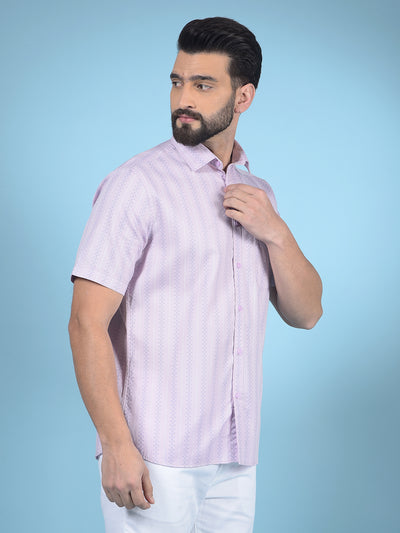 Purple Printed 100% Cotton Shirt-Men Shirts-Crimsoune Club
