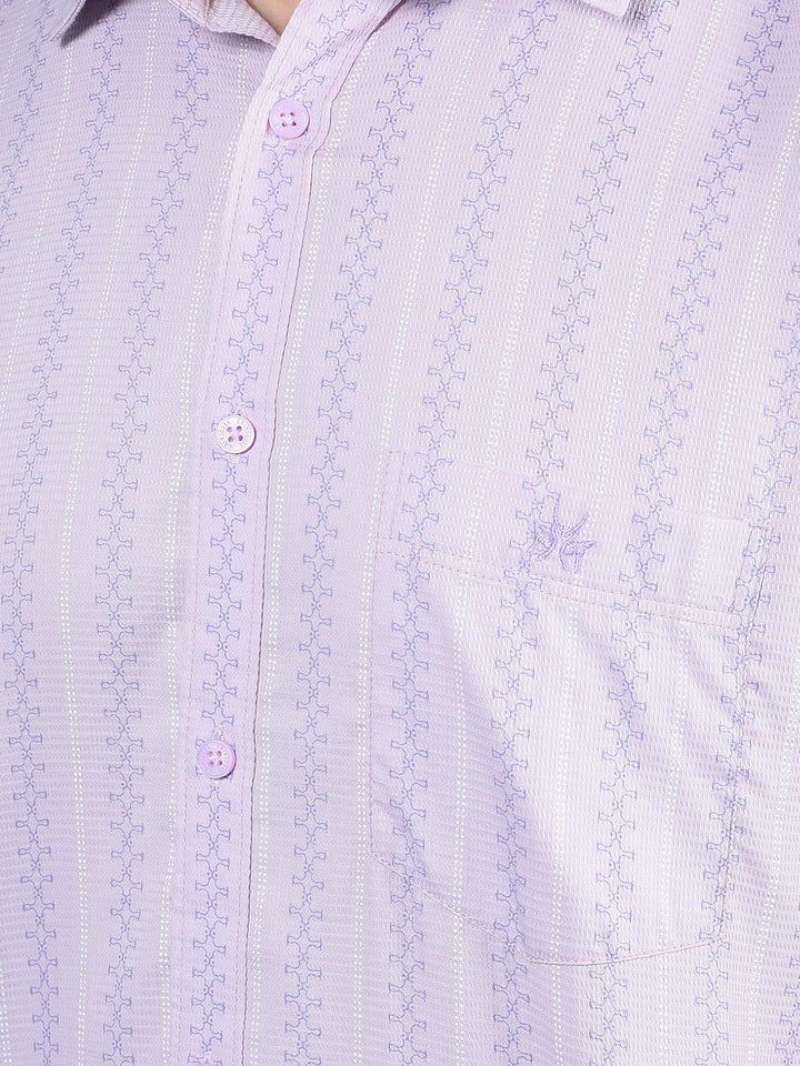 Purple Printed 100% Cotton Shirt-Men Shirts-Crimsoune Club