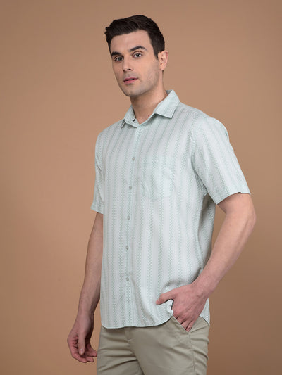 Green Printed 100% Cotton Shirt-Men Shirts-Crimsoune Club