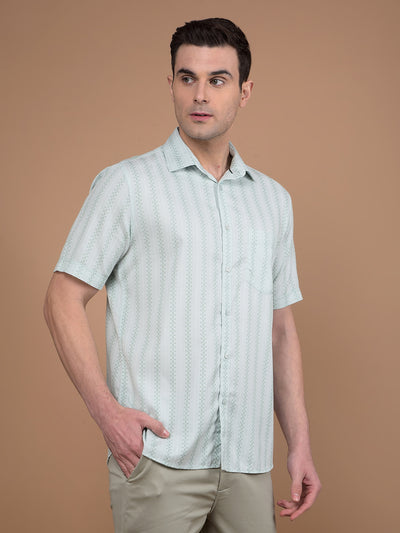 Green Printed 100% Cotton Shirt-Men Shirts-Crimsoune Club