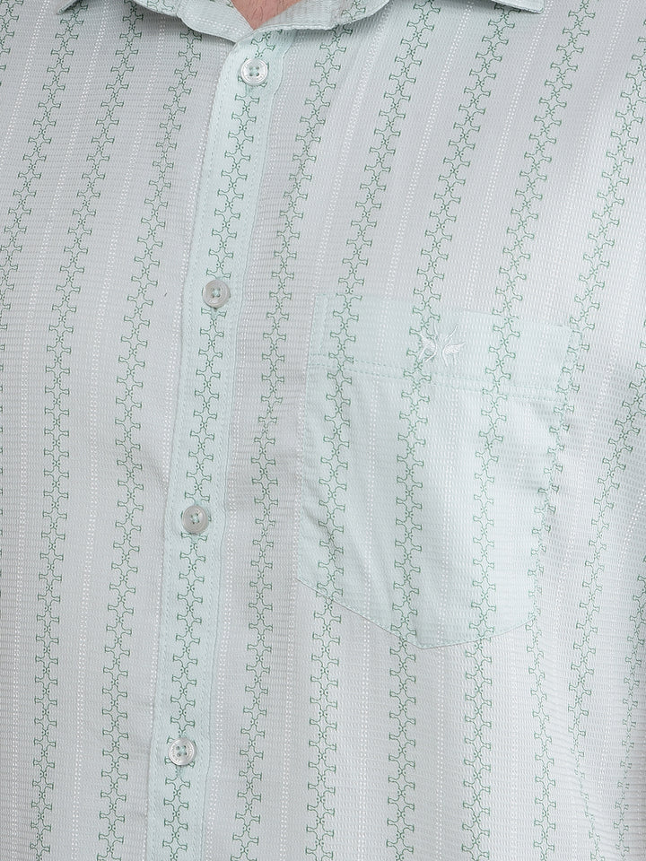 Green Printed 100% Cotton Shirt-Men Shirts-Crimsoune Club