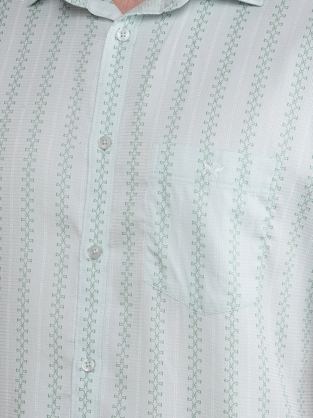 Green Printed 100% Cotton Shirt-Men Shirts-Crimsoune Club