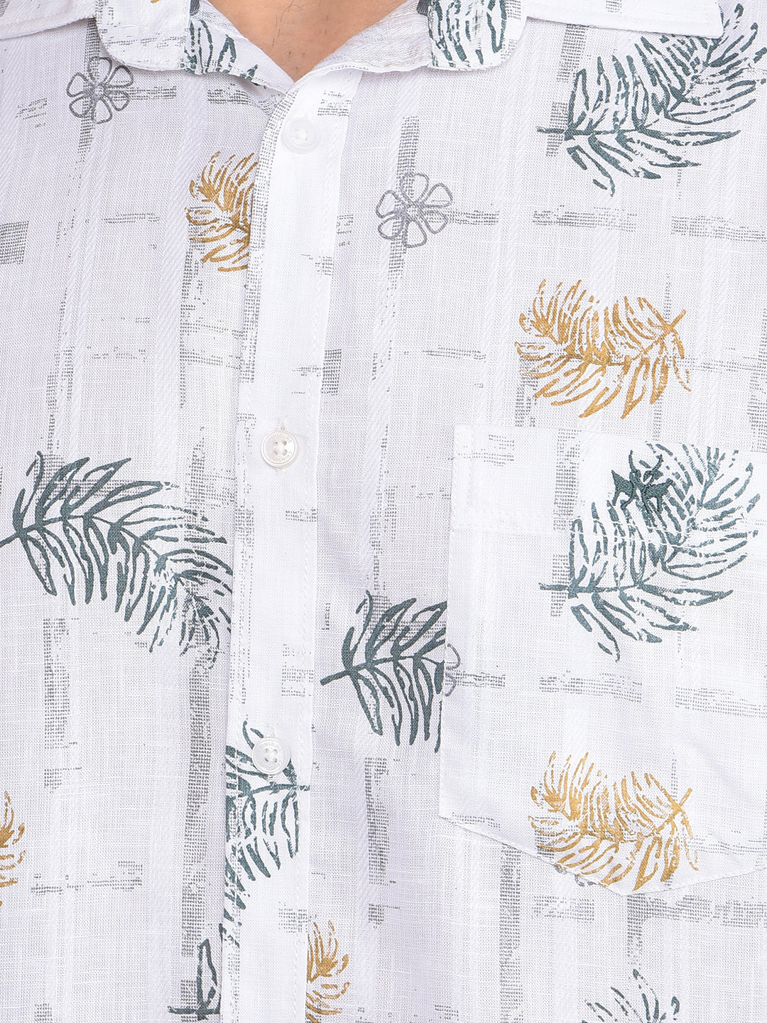 White Floral Print Shirt-Men Shirts-Crimsoune Club