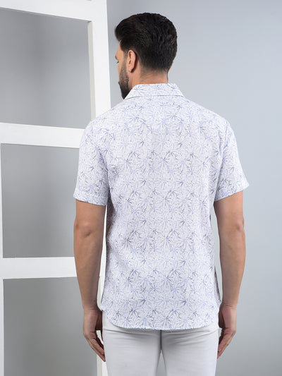 Purple Floral Print 100% Cotton Knitted Shirt-Men Shirts-Crimsoune Club