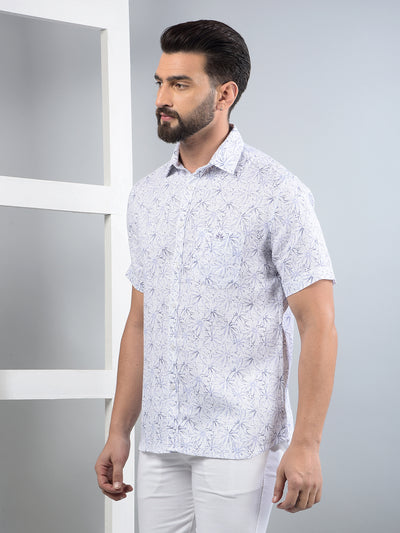 Purple Floral Print 100% Cotton Knitted Shirt-Men Shirts-Crimsoune Club