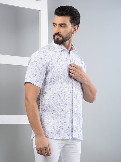 Purple Floral Print 100% Cotton Knitted Shirt-Men Shirts-Crimsoune Club