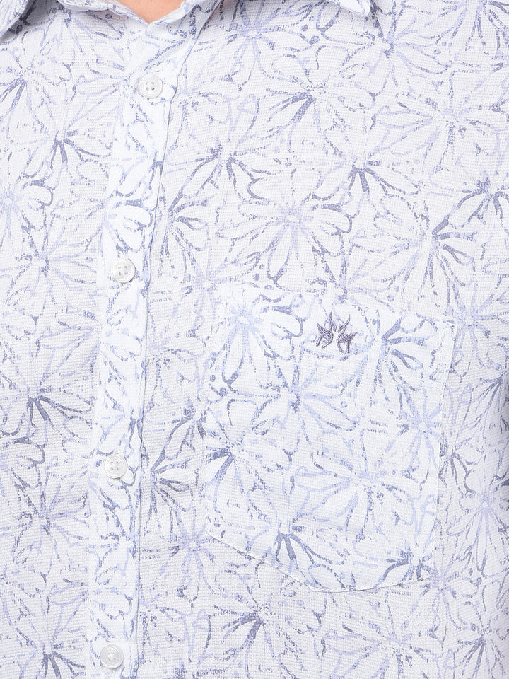 Purple Floral Print 100% Cotton Knitted Shirt-Men Shirts-Crimsoune Club