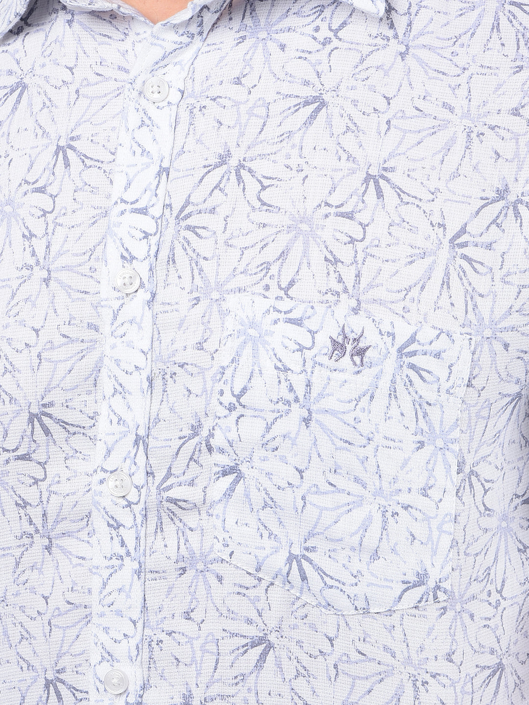 Purple Floral Print 100% Cotton Knitted Shirt-Men Shirts-Crimsoune Club