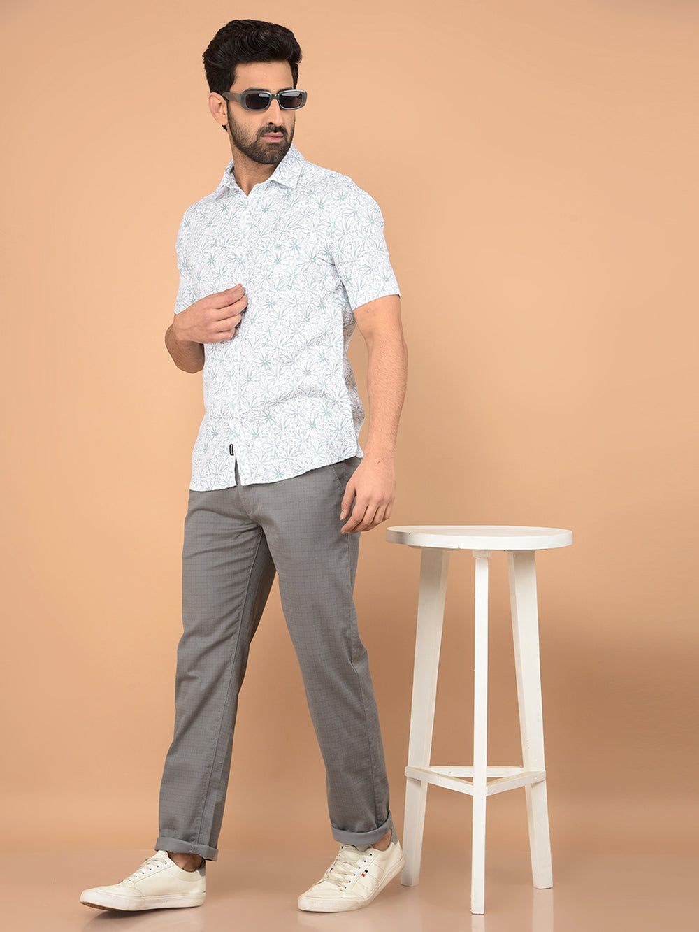 Green Floral Print 100% Cotton Shirt-Men Shirts-Crimsoune Club