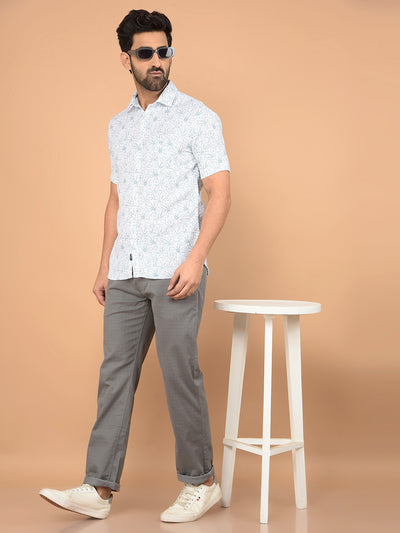 Green Floral Print 100% Cotton Shirt-Men Shirts-Crimsoune Club