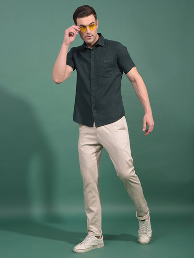Green Floral Print 100% Cotton Shirt-Men Shirts-Crimsoune Club