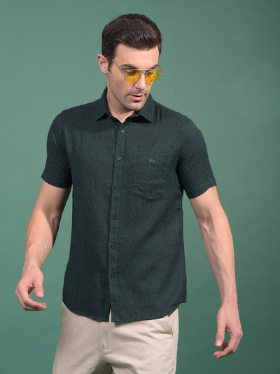 Green Floral Print 100% Cotton Shirt-Men Shirts-Crimsoune Club