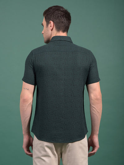 Green Floral Print 100% Cotton Shirt-Men Shirts-Crimsoune Club